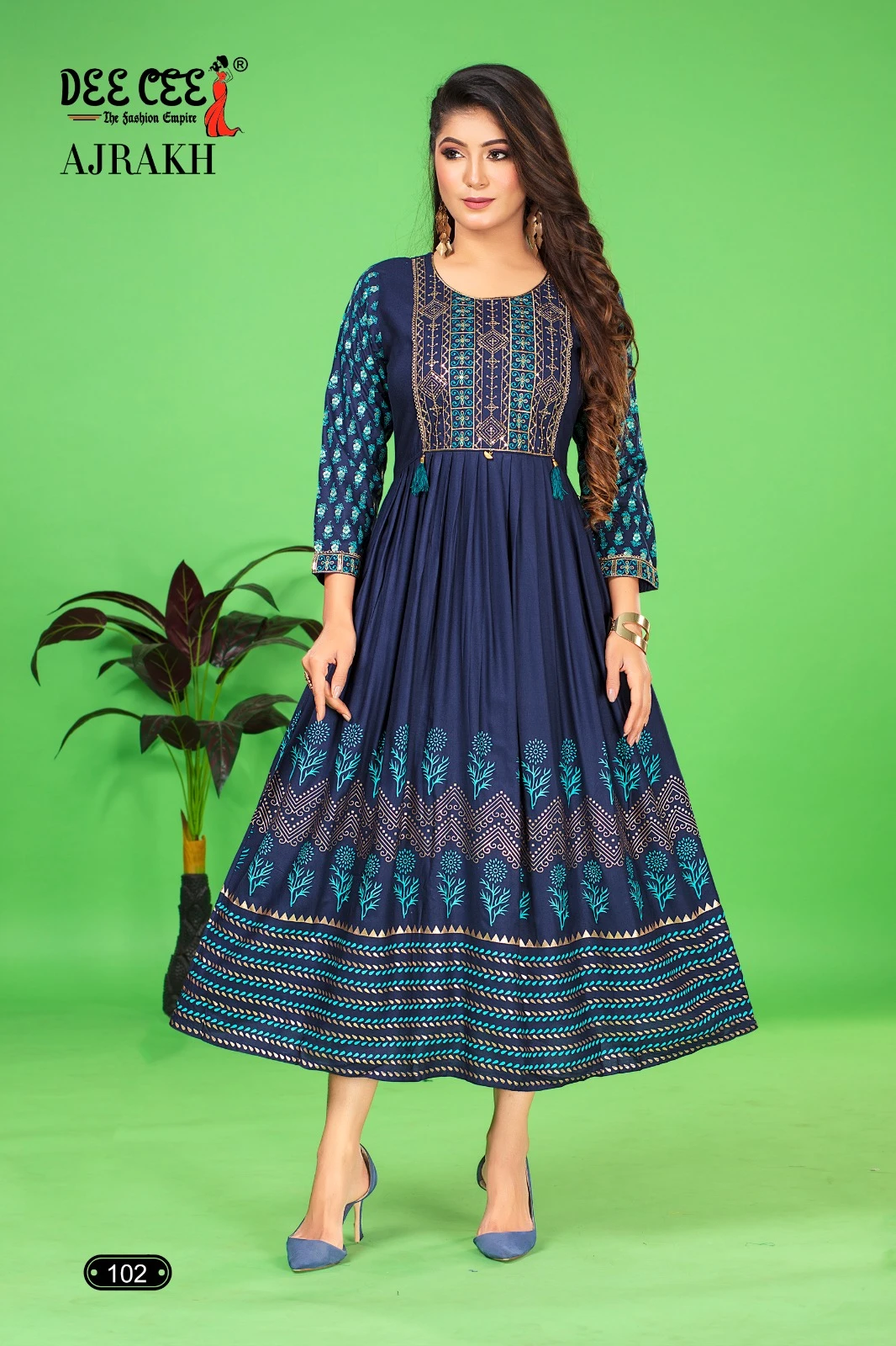 Deecee Ajrakh Rayon Plain Wholesale Anarkali Kurtis Catalog — Wholesale Anarkali Kurti, MPA wholesale from Surat — view 4